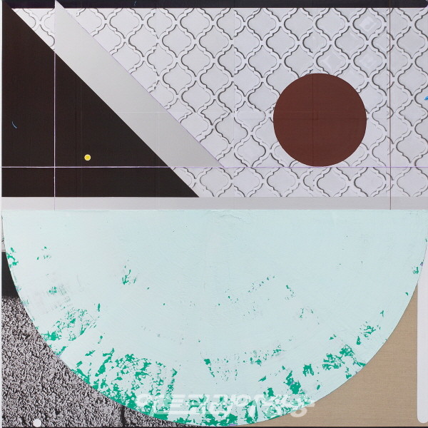 이희준(b. 1988)〈Jade and Brown〉2022Acrylic and photo-collage on canvas100 x 100 cmCourtesy of the artist and Kukje Gallery