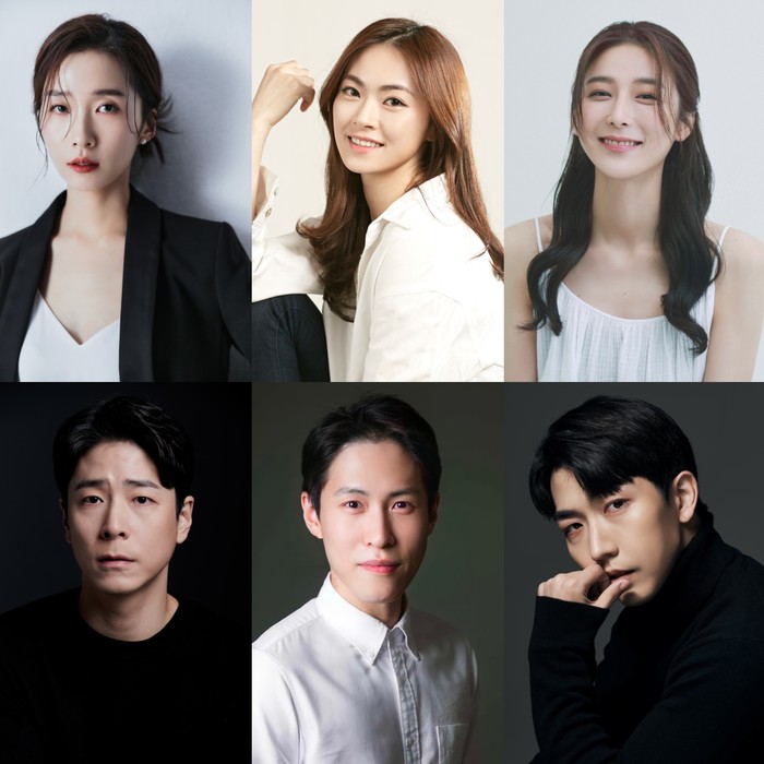 연극 '오만과 편견' 캐스팅 (시계 방향으로 이정화, 이경미, 정우연, 현석준, 이형훈, 홍우진) 제공 ㈜엠피엔컴퍼니