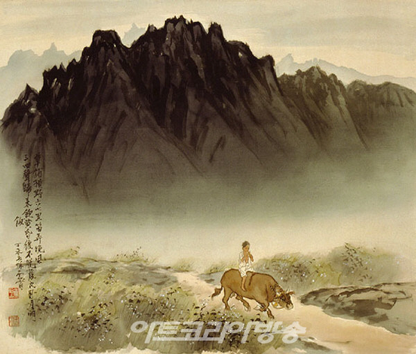 운보 김기창 화백의 산천속의 소