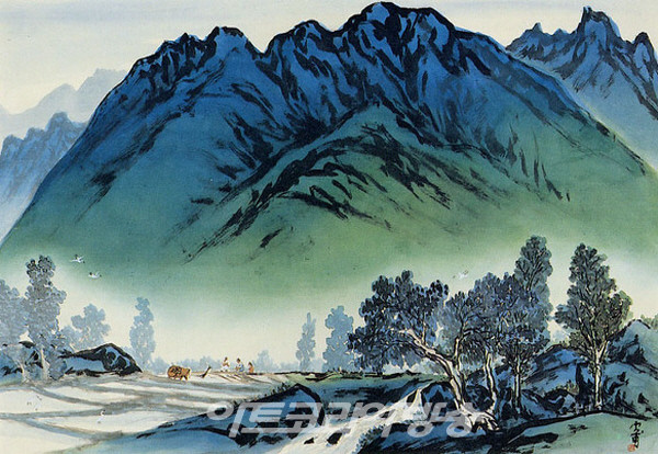 운보 김기창 화백의 산천속의 소