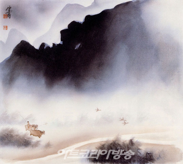 운보 김기창 화백의 산천속의 소