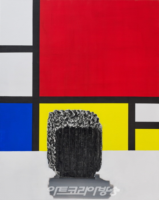 '이인' 작가-돌의 초상-검은, 어떤 것 16 캔버스에 혼합재료      91.0x72.7cm 2022