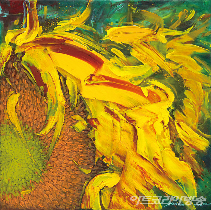 제25회 윤옥순展 열정, 바람에 흔들리다ⅩⅩⅫⅠ 48×48cm 캔버스에 복합채색