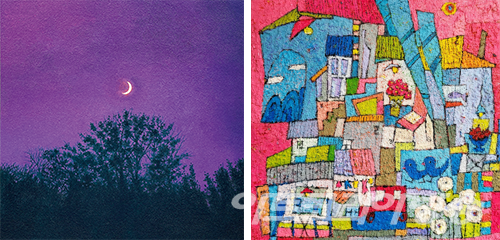 구진아 作_사라지고 남은 것들_acrylic on canvas_45.5x45.5cm_2022 (좌)김경이 作_희망_oil on canvas_45.5x45.5_2022 (우)