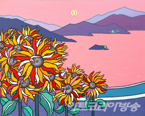 핑크  호수_90.9x72.7cm_Acrylic on Canvass_2022 / 고수영 작