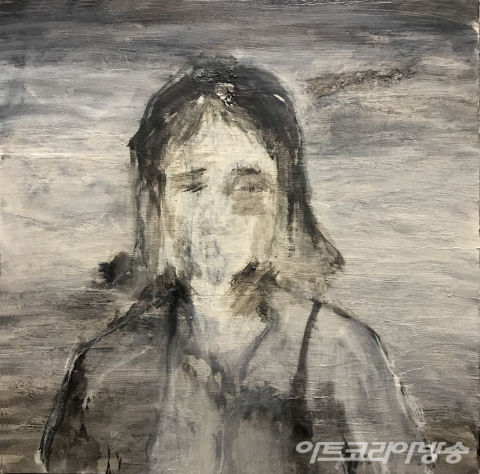어느 여학생의 기억 80x80cm 캔버스 위에 혼합재료 2022_하태형 작