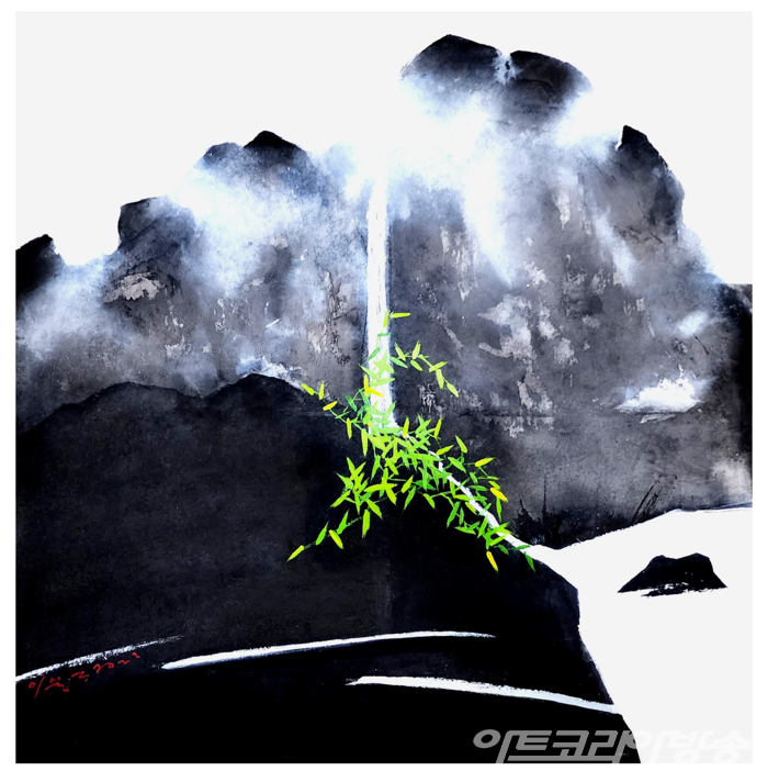 운무雲霧, 한지에 먹.아크릭, 60X60cm, 2022_담운 이일구