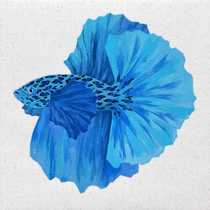 (Leopardfish4, 15 x 15cm, 천에 채색, 2022)