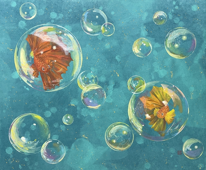 (너와 나의 순간, 72.7 x 60.6cm, 장지에 채색, 2022)