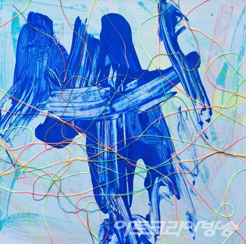 박형진 作_우주에 선 긋기_Mixed Media & Acrylic on Canvas_40x40cm_2021