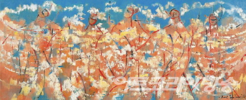 축제_65×130.3cm_oil on canvas_2003 / 전준자 회고展