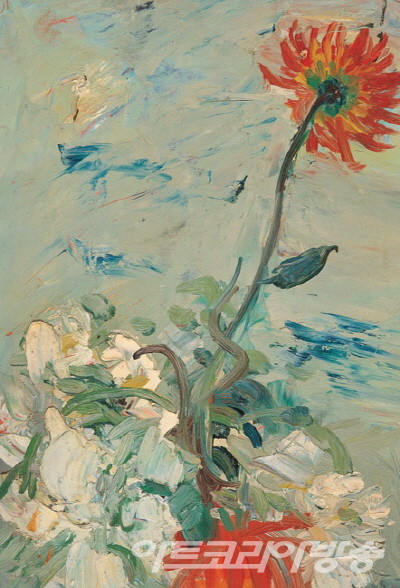  꽃_39.3x27.2cm_oil on paper_1963 / 전준자 회고展