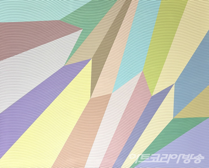 Folded Tint 131x163cm Acrylic gouache, gel on modeling made canvas 2022 / 장희진 개인전