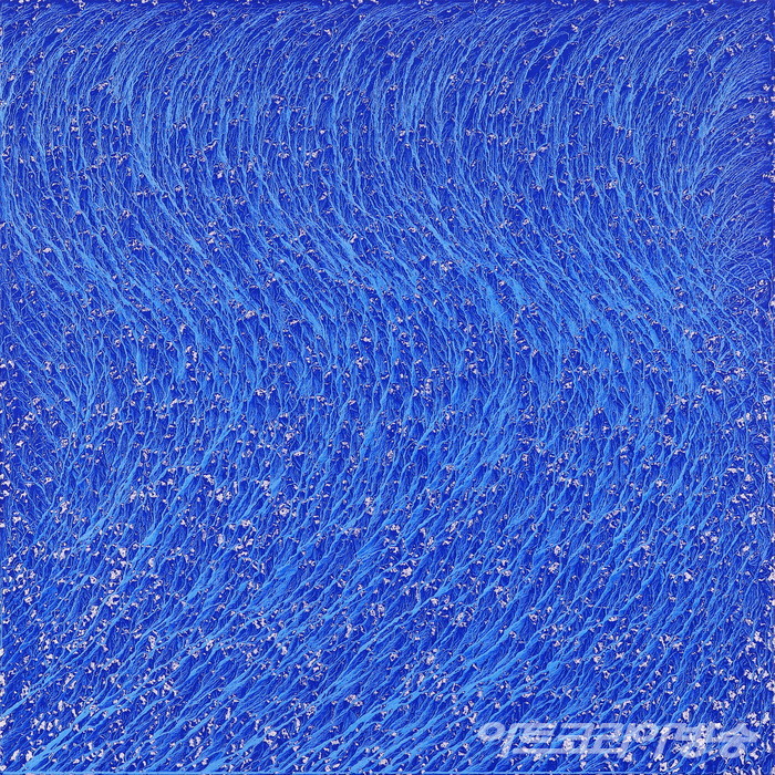 채성필 물의초상(portrait d_eau 220493). 100x100cm. pigments naturels sur toile. 2022