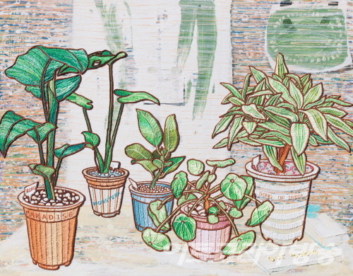 Pot Plant-Our Table_91.0x116.8cm_Acrylic on canvas_2022