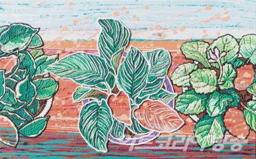 Pot Plant-By the window2_33.4x53.0cm_Acrylic on canvas_2022