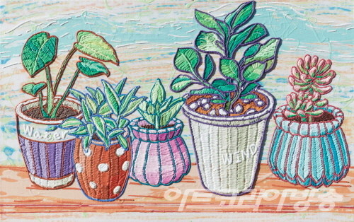 Pot Plant-By the window1_33.4x53.0cm_Acrylic on canvas_2022