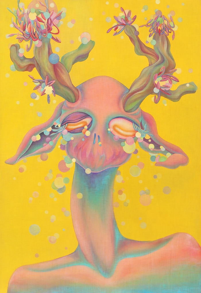 눈물,112.1x162.2,마직천에분채와 색연필,2022