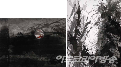 이설하 作 (좌) 무제_한지에 수묵_117x91cm (우) 무제_한지에 수묵_130x162cm