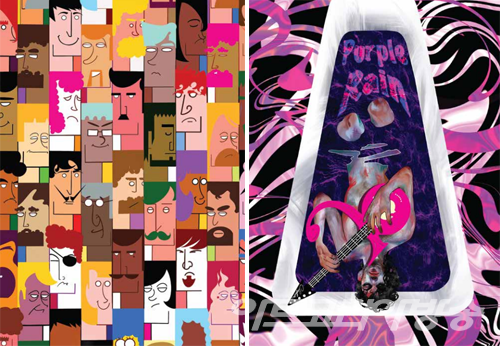 이어진 作 (좌) 사회_캔버스에 아크릴채색_117x91cm (우) purple rain_디지털드로잉, 액자_1868x2553px