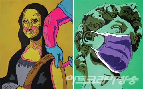 이종혁 作(좌) 극한의 표정관리_캔버스에 아크릴채색_117x91cm (우) 대리석 속 숨 쉬고 있는 천사_캔버스에 아크릴채색_117x91cm