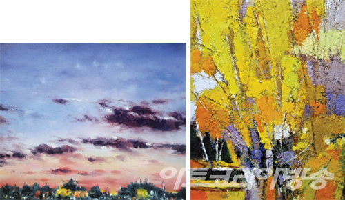 목우미술축전 - (좌) 김윤희 作_새벽_10호 (우) 김지옥 作_nature and trees_15P