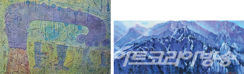 목우미술축전 - (좌) 김진 作_nature and trees_90.9x65.1cm (우) 김쾌분 作_mountain 1_135x45cm