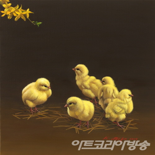 김미자作 - 병아리_41x41cm_Oil on Canvas_2015