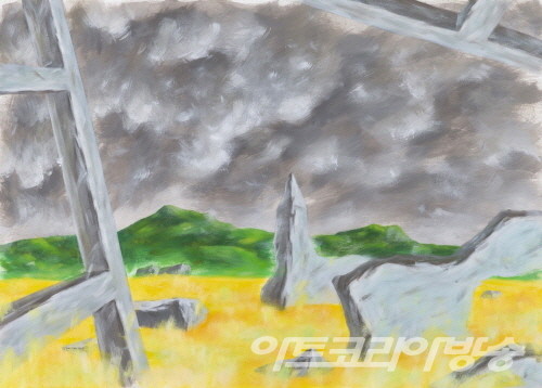 구철회전 - 시간-공간1_70x106cm_종이에 아크릴_2022