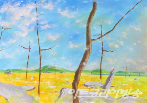 구철회전 - 시간-공간4_70x106cm_종이에 아크릴_2022