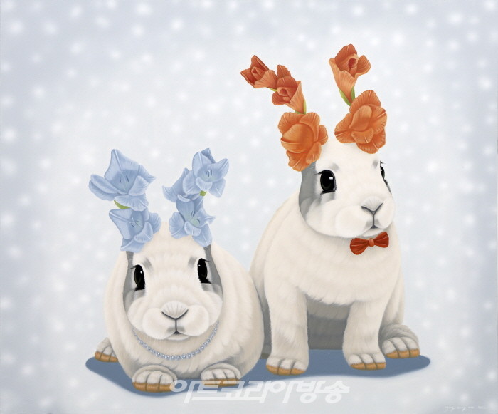 정성원 Antic and rabbits oil on canvas 72 x 60cm 2022