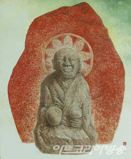 보주를 든 나한_101x81.5cm_한지에 수묵채색_2020