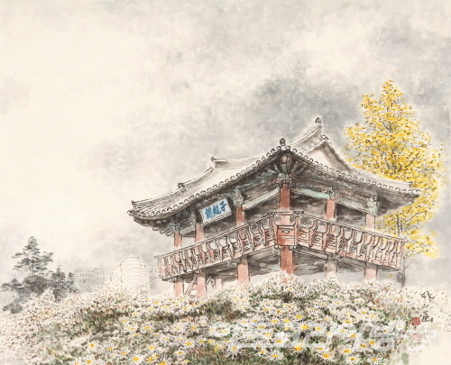 자규루_54x66cm_한지에 수묵담채