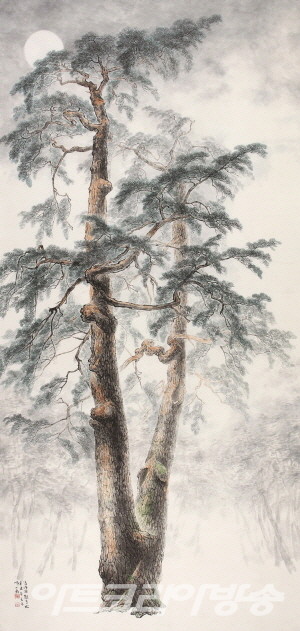 관음송(觀音松)_390x185cm_한지에 수묵담채