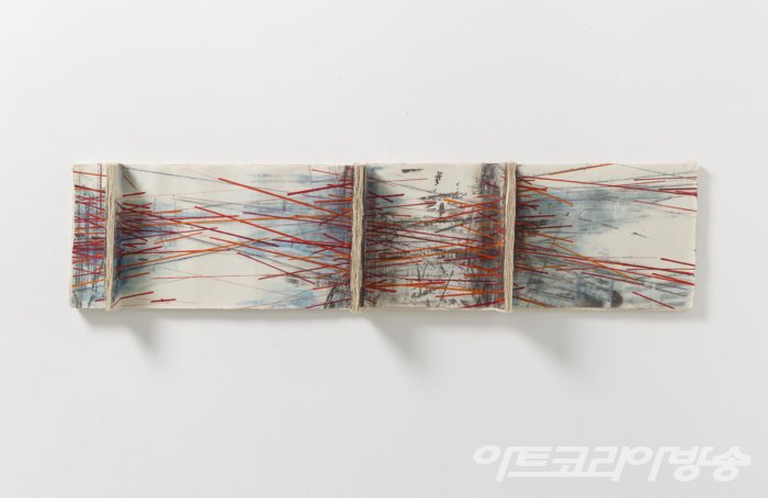 우노 가즈유키,Landscape of Appearances 2 Washi(ricepaper), mixed media35x152cm 2016 _ 2022 제5회 쉐마국제미술상