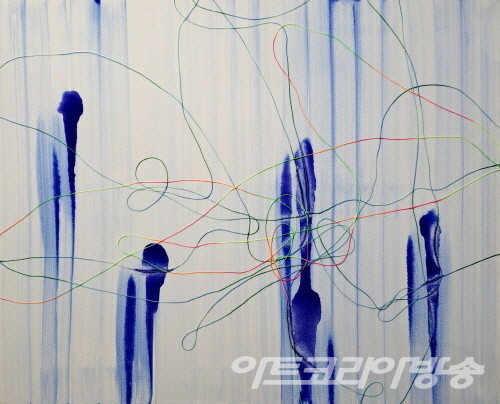 우주에 선 긋기 Drawing a line in space_Acrylic on Canvas_53x65cm_2022 _ 박형진