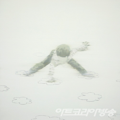 일상의 몸짓 07_oil on canvas, pencil_45.5x45.5cm_2022 _ 김지은 作