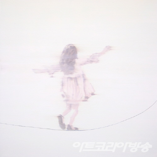 일상의 몸짓 08_oil on canvas, pencil_45.5x45.5cm_2022 _ 김지은 作