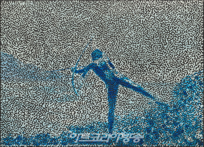 다니엘 보이드(b. 1982)〈Untitled (ASFTAB)〉2022Oil and archival glue on canvas74 x 103 cm Courtesy of the artist and Kukje Gallery사진: 안천호