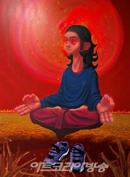 시치 Sitch  2022 spray paint, acrylic, oil pastel on canvas 97.3 x 130.6 cm