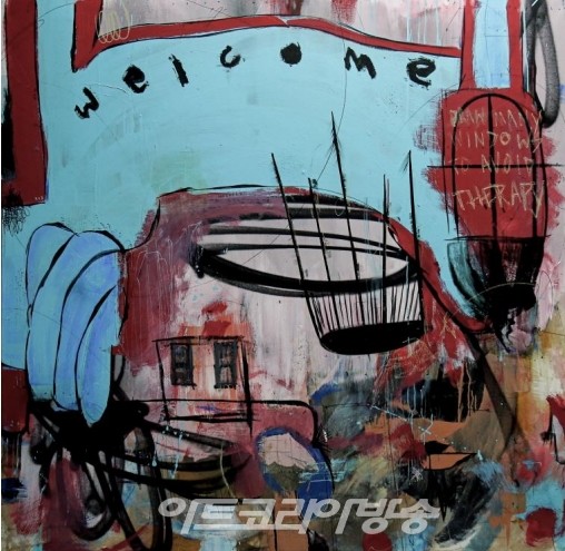 아토 송 Ato SONG 2023 Mixed media on canvas 180 x 180 cm