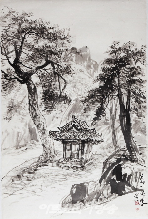 김대원, 만산일폭루, 2020, 한지에 수묵담채, 88 × 59 cm