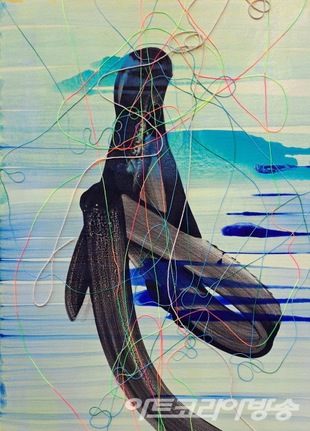 박형진 作_우주에 선긋기 Drawing a line in space_72.5x52.8cm_Mixed MediA, Acrylic on Canvas_2023 _ 작가의 향기 展