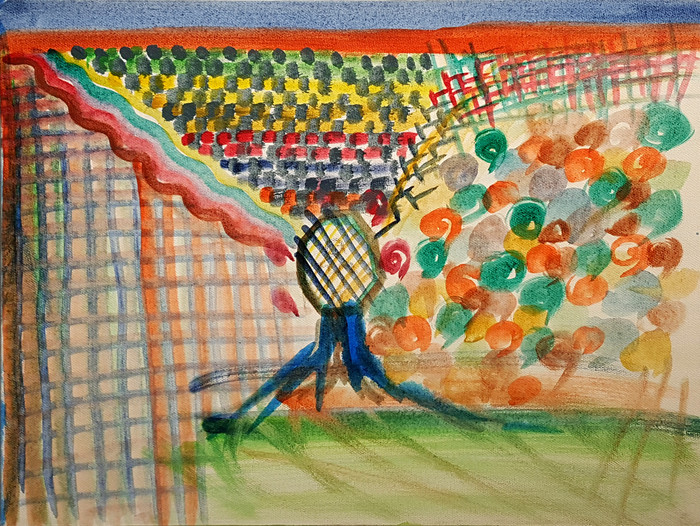             강박증 내담자, 박지은(가명,30세) 의  작품으로 제목은  '생각들'이다.