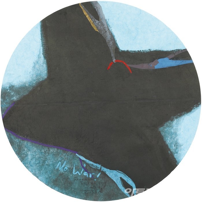 정명희 作 _ Freedom Trail 379, 94×πcm, 한지+색한지+신문지+먹, 2022