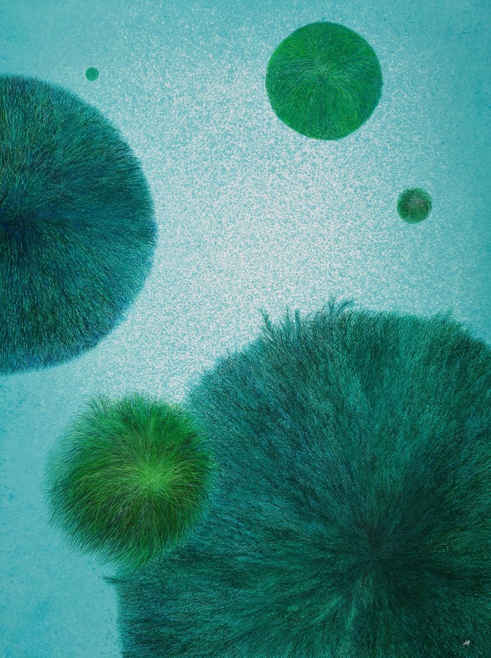 하지혜 작가 '초록정원1' 한지에 채색 2023 제공 갤러리그라프