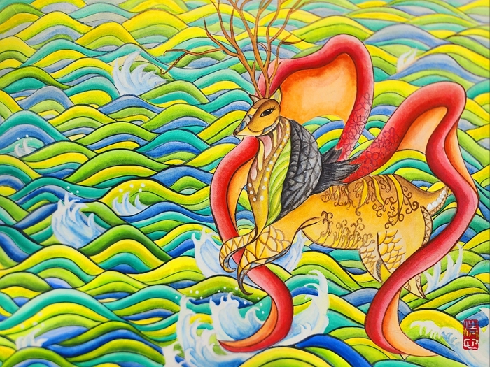 나는 꽃사슴_34.0x27.4cm_장지에 채색_2022