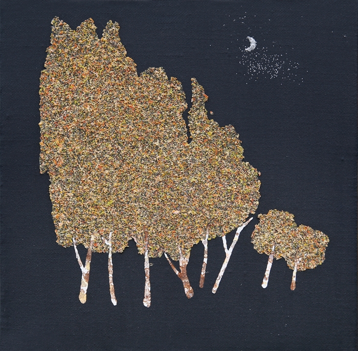 Shape of Heart(休) 45.0 × 45.0cm, Mixed media on canvas, 2022