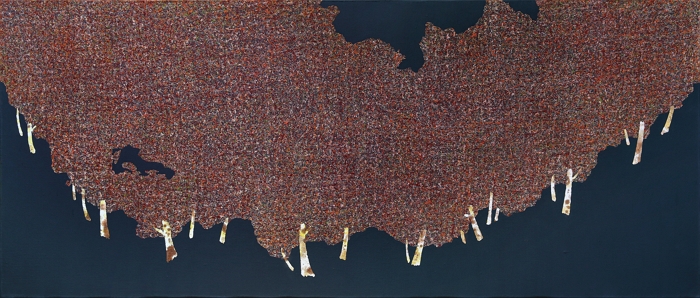 Shape of Heart(休) 50.0 × 116.8cm, Mixed media on canvas, 2020