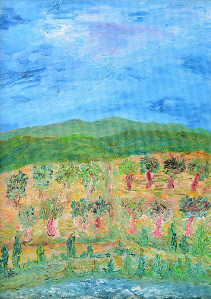 작약밭이 보이는 언덕 27.3 X 40.9 cm oil on canvas 2022